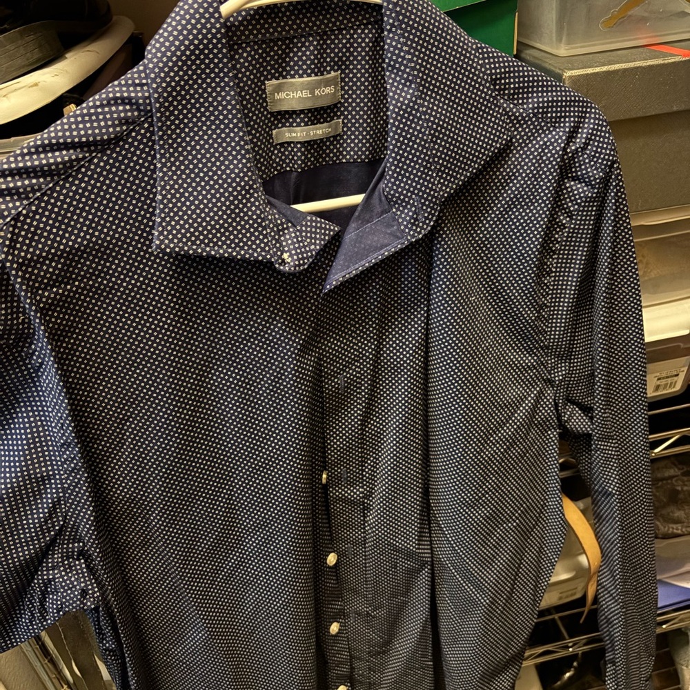 Michael Kors Men's Navy Polka Dot Shirt